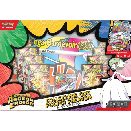 POKEMON MEGAEVOLUZIONE ASCESA EROICA  MEGA LUCARIO CON POSTER PREMIUM