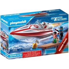 PLAYMOBIL 70744 SPORTS & ACTION  MOTOSCAFO CON MOTORE SUBACQUEO 24 PEZZI
