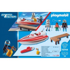 PLAYMOBIL 70744 SPORTS & ACTION  MOTOSCAFO CON MOTORE SUBACQUEO 24 PEZZI