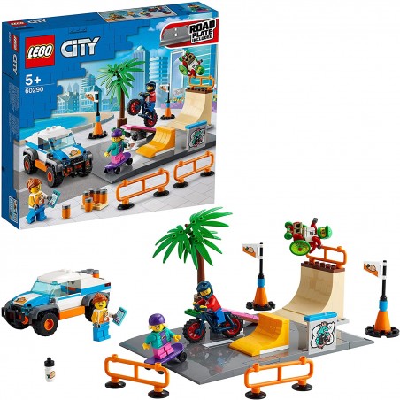 LEGO 60290 CITY SKATE PARK PLAYSET CON SKATEBOARD, BICI BMX