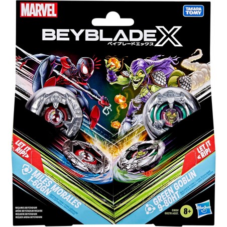BEYBLADE X MILES MORALES 1 60GN E GREEN  GOBLIN 9 80HT HASBRO