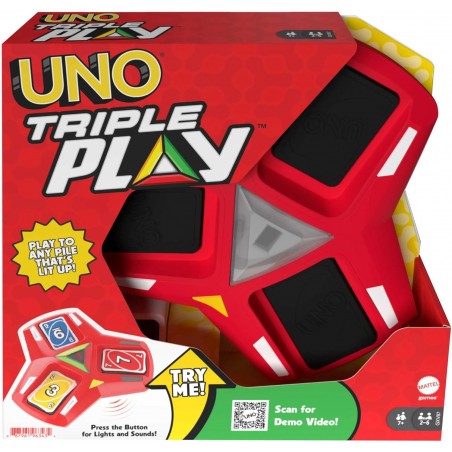 UNO TRIPLE PLAY GIOCO DI CARTE CON PORTA CARTE LUCI E SUONI E 112 CARTE 