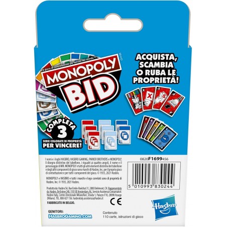 MONOPOLY BID GIOCO DI CARTE F1699 MATTEL 