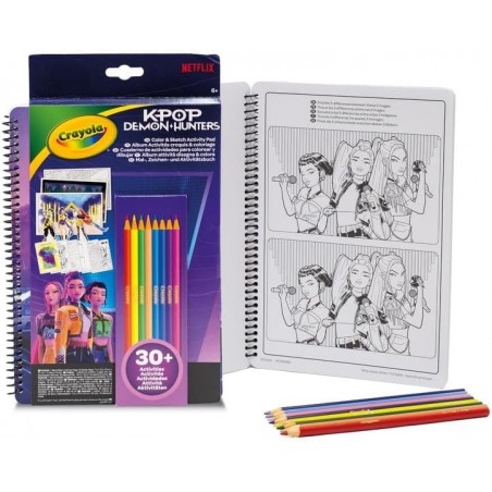 CRAYOLA K POP DEMON HUNTERS ALBUM ATTIVITA DISEGNA E COLORA